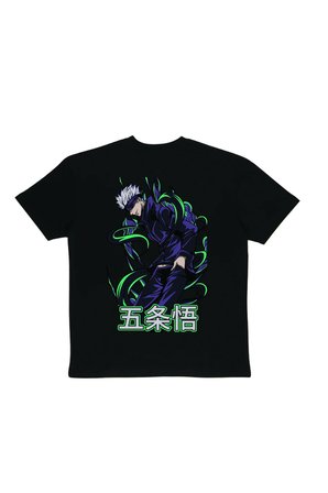 Lenithra Jujutsu Kaisen Gojo Anime Sırt Baskılı Unisex Oversize T-shirt Siyah / S