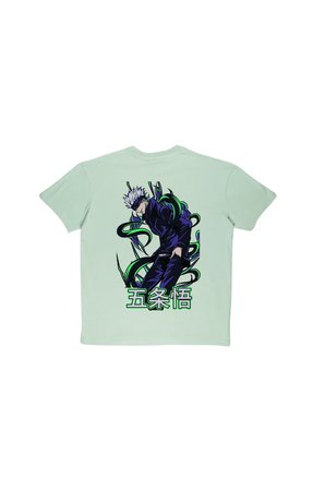 Lenithra Jujutsu Kaisen Gojo Anime Sırt Baskılı Unisex Oversize T-shirt Gri / 2XL