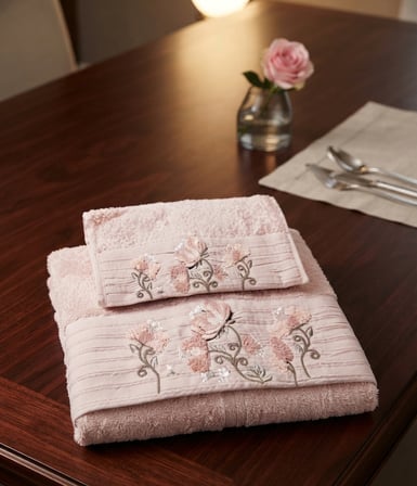 Gökçe Süzene Bambu Bürümcük Analı Kızlı Havlu Seti (1 Adet 30x50 cm ve 1 Adet 50x90 cm ) %70 Bambu %30 Pamuk