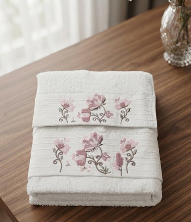 Gökçe Süzene Bambu Bürümcük Analı Kızlı Havlu Seti (1 Adet 30x50 cm ve 1 Adet 50x90 cm ) %70 Bambu %30 Pamuk