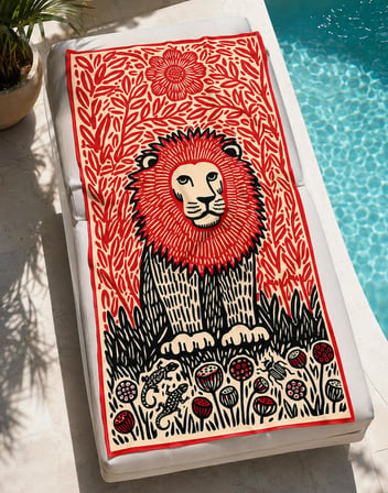 Gökova Home | Lion | Plaj Havlusu Mikrofiber 75x150 cm Hızlı Kuruyan