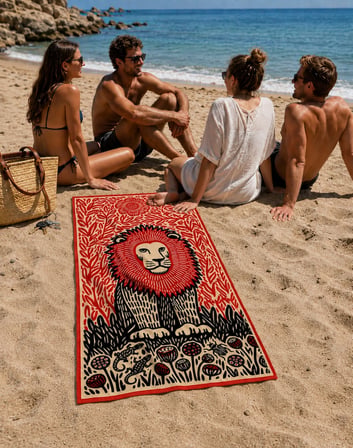 Gökova Home | Lion | Plaj Havlusu Mikrofiber 75x150 cm Hızlı Kuruyan
