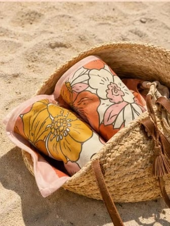 Gökova Home Retro Bloom Plaj Havlusu Mikrofiber 75x150 cm Çiçekli Hızlı Kuruyan