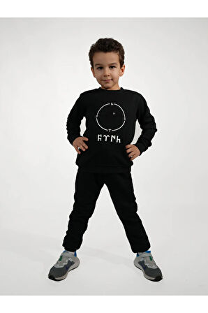 Göktürk Devleti Legolu %100 Pamuklu Siyah Çocuk Eşofman Takımı