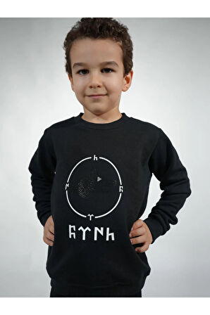 Göktürk Devleti Legolu %100 Pamuklu Siyah Çocuk Eşofman Takımı