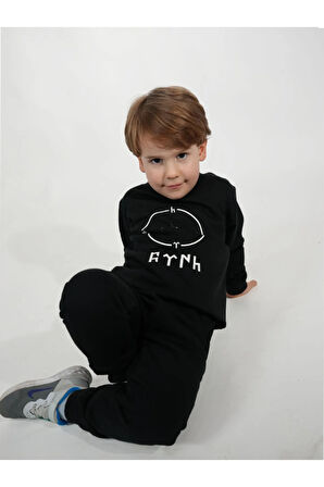 Göktürk Devleti Legolu %100 Pamuklu Siyah Çocuk Eşofman Takımı