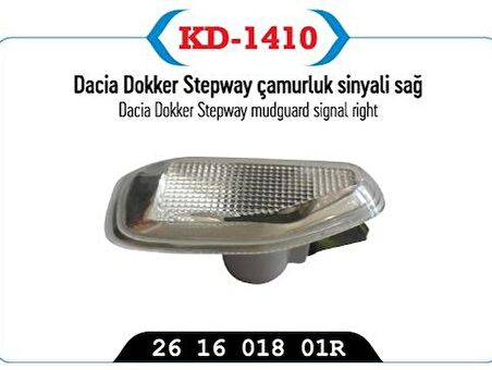 LOGAN 2 SANDERO 2 DOKKER STEPWAY SAĞ ÖN ÇAMURLUK SİNYALİ 261601801R GNS GOLD