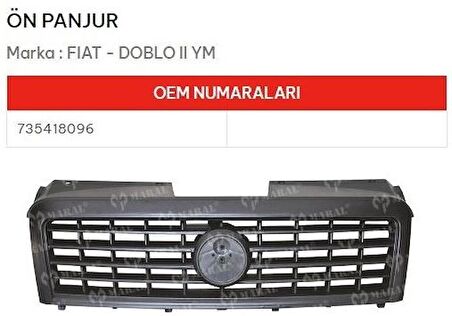 FİAT DOBLO 2 ÖN PANJUR ARMASIZ 2006-2010 / 735418096 GNS GOLD