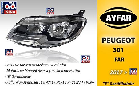 PEUGEOT 301 SOL ÖN FAR MOTORLI 2017 SONRASI / 303383 GKN GOLD