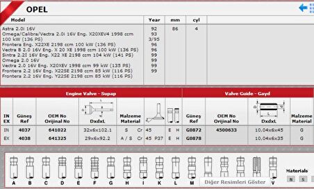 SİBOP GAYDI G0872 G0878 IN 8 EX 8 VECTRA 2.0 16V 4500633 GOLD