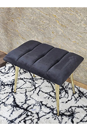 Gold Sivriltme Ayaklı 60 cm Puf Bench - Puf - Bench - Oturak - Mutfak Oturağı - Antre Oturağı Füme Renk 60 x 40 Boyut/Ebat