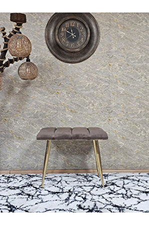 Gold Sivriltme Ayaklı 60 cm Puf Bench - Puf - Bench - Oturak - Mutfak Oturağı - Antre Oturağı Kahverengi Renk 60 x 40 Boyut/Ebat