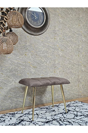 Gold Sivriltme Ayaklı 60 cm Puf Bench - Puf - Bench - Oturak - Mutfak Oturağı - Antre Oturağı Kahverengi Renk 60 x 40 Boyut/Ebat