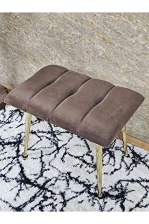 Gold Sivriltme Ayaklı 60 cm Puf Bench - Puf - Bench - Oturak - Mutfak Oturağı - Antre Oturağı Kahverengi Renk 60 x 40 Boyut/Ebat