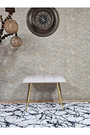 Gold Sivriltme Ayaklı 60 cm Puf Bench - Puf - Bench - Oturak - Mutfak Oturağı - Antre Oturağı Krem Renk 60 x 40 Boyut/Ebat