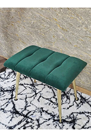 Gold Sivriltme Ayaklı 60 cm Puf Bench - Puf - Bench - Oturak - Mutfak Oturağı - Antre Oturağı Yeşil Renk 60 x 40 Boyut/Ebat
