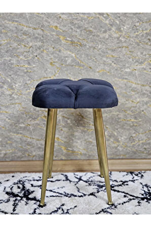 Kare Gold Kaplama Konik Ayaklı Tabure - Oturak - Bar Taburesi - Ayaklı Tabure Füme Renk 33 x 48 Boyut/Ebat