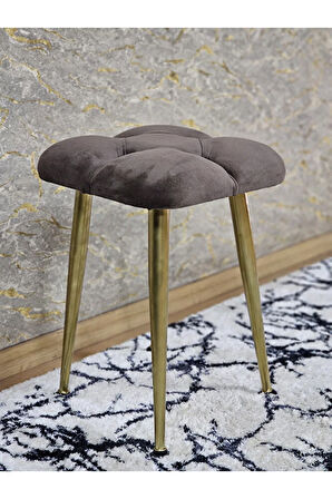 Kare Gold Kaplama Konik Ayaklı Tabure - Oturak - Bar Taburesi - Ayaklı Tabure Kahverengi Renk 33 x 48 Boyut/Ebat