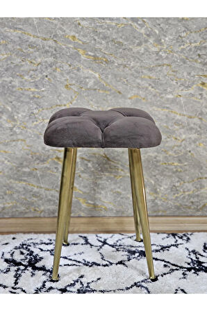 Kare Gold Kaplama Konik Ayaklı Tabure - Oturak - Bar Taburesi - Ayaklı Tabure Kahverengi Renk 33 x 48 Boyut/Ebat