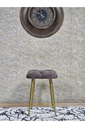 Kare Gold Kaplama Konik Ayaklı Tabure - Oturak - Bar Taburesi - Ayaklı Tabure Kahverengi Renk 33 x 48 Boyut/Ebat