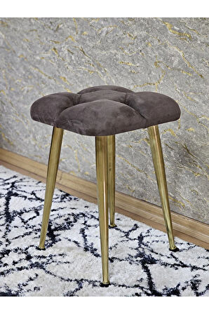 Kare Gold Kaplama Konik Ayaklı Tabure - Oturak - Bar Taburesi - Ayaklı Tabure Kahverengi Renk 33 x 48 Boyut/Ebat