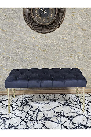 Gold Tel Ayaklı 90 cm Puf Bench - Puf - Bench - Kasalı Oturak - Oturak - Yatak Ucu Puf Füme Renk 90 x 40 Boyut/Ebat