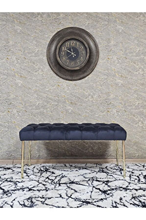 Gold Tel Ayaklı 90 cm Puf Bench - Puf - Bench - Kasalı Oturak - Oturak - Yatak Ucu Puf Füme Renk 90 x 40 Boyut/Ebat