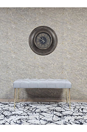 Gold Tel Ayaklı 90 cm Puf Bench - Puf - Bench - Kasalı Oturak - Oturak - Yatak Ucu Puf Gri Renk 90 x 40 Boyut/Ebat