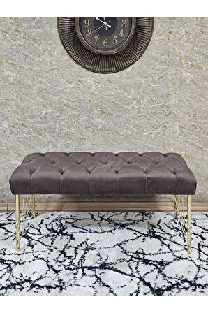 Gold Tel Ayaklı 90 cm Puf Bench - Puf - Bench - Kasalı Oturak - Oturak - Yatak Ucu Puf Kahverengi Renk 90 x 40 Boyut/Ebat