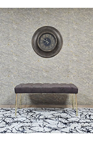 Gold Tel Ayaklı 90 cm Puf Bench - Puf - Bench - Kasalı Oturak - Oturak - Yatak Ucu Puf Kahverengi Renk 90 x 40 Boyut/Ebat