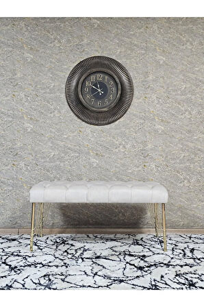 Gold Tel Ayaklı 90 cm Puf Bench - Puf - Bench - Kasalı Oturak - Oturak - Yatak Ucu Puf Krem Renk 90 x 40 Boyut/Ebat