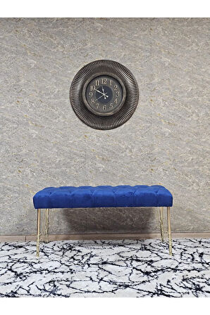 Gold Tel Ayaklı 90 cm Puf Bench - Puf - Bench - Kasalı Oturak - Oturak - Yatak Ucu Puf Mavi Renk 90 x 40 Boyut/Ebat