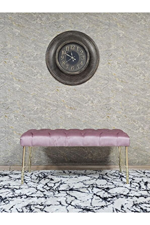 Gold Tel Ayaklı 90 cm Puf Bench - Puf - Bench - Kasalı Oturak - Oturak - Yatak Ucu Puf Pembe Renk 90 x 40 Boyut/Ebat