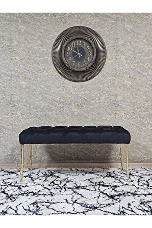 Gold Tel Ayaklı 90 cm Puf Bench - Puf - Bench - Kasalı Oturak - Oturak - Yatak Ucu Puf Siyah Renk 90 x 40 Boyut/Ebat