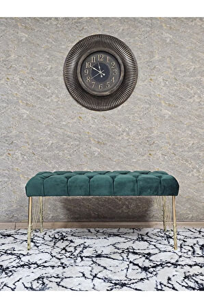 Gold Tel Ayaklı 90 cm Puf Bench - Puf - Bench - Kasalı Oturak - Oturak - Yatak Ucu Puf Yeşil Renk 90 x 40 Boyut/Ebat