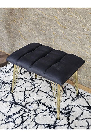 Metal Gold Tel Ayaklı 60 cm Puf Bench - Puf - Bench - Oturak - Mutfak Oturağı - Antre Oturağı Füme Renk 60 x 40 Boyut/Ebat
