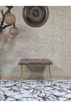 Metal Gold Tel Ayaklı 60 cm Puf Bench - Puf - Bench - Oturak - Mutfak Oturağı - Antre Oturağı Kahverengi Renk 60 x 40 Boyut/Ebat