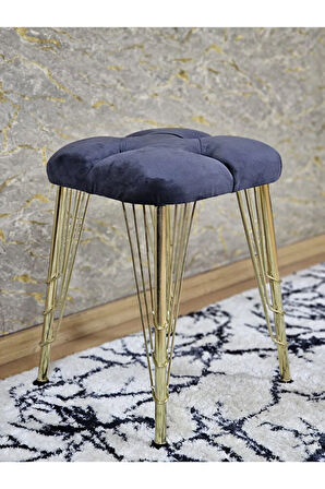 Kare Gold Kaplama Telli Ayaklı Tabure - Oturak - Bar Taburesi - Ayaklı Tabure Füme Renk 48 x 33 Boyut/Ebat