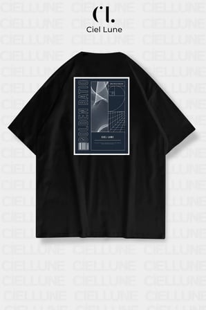 Unisex Kadın Erkek Golden Ratio Baskılı Özel Tasarım Oversize T-shirt