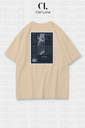 Unisex Kadın Erkek Golden Ratio Baskılı Özel Tasarım Oversize T-shirt