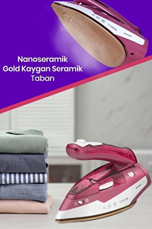 GoldMaster Turist Seramik Tabanlı Etkili Şok Buharlı Katlanabilir Seyahat Ütüsü