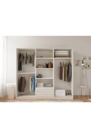 Rabi Mobilya Gold Country 6 Kapak 2 Çekmece Aynalı Mega Gardırop 