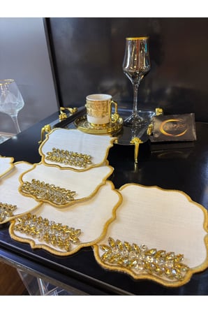 ARS Paşabahçe Gold Yaldızlı Kahve Yanı Sunum Bardağı,6 Kişilik Meşrubat-Soda-Su Bardağı,Sunum Bardak