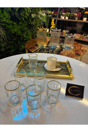 ARS Paşabahçe Gold Yaldızlı Kahve Yanı Sunum Bardağı,6 Kişilik Meşrubat-Soda-Su Bardağı,Sunum Bardak