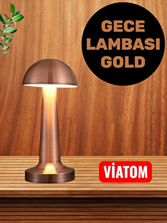 Gece Lambası Şarjlı Dokunmatik Retro Masa Lambası Gold - Masa Lambası