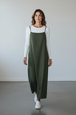 KADIN AYARLANABİLİR İP ASKILI DABIL KUMAŞ ELBİSE