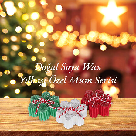 %100 Doğal Soya Wax Mum 3 lü Kar Tanesi Kokulu Dekoratif Yılbaşı Mumu