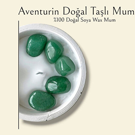 Aventurin Doğal Taşlı %100 Doğal Soya Wax Dekoratif Kokulu Mum