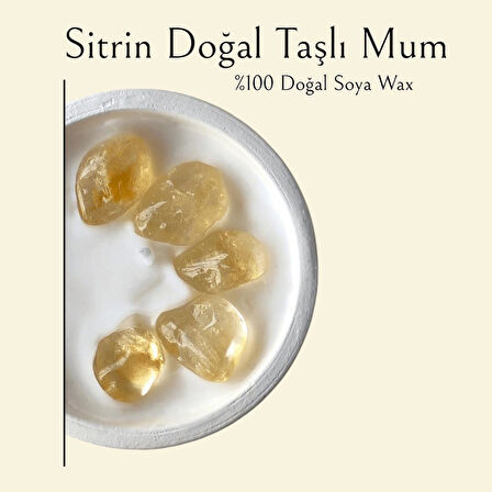 Sitrin Doğal Taşlı %100 Doğal Soya Wax Dekoratif Kokulu Mum