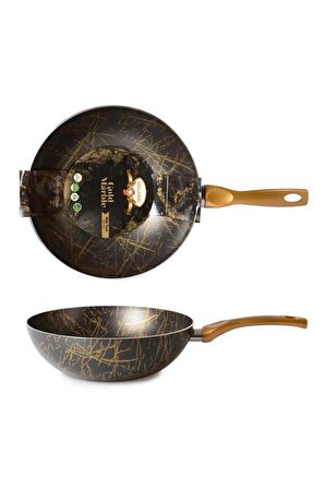 28 Cm Wok Tava, Gold Desenli